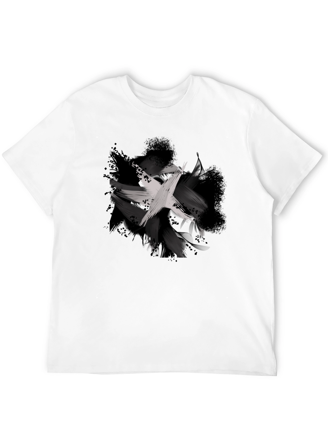 Abstract Brushstroke Graphic Black T-Shirt