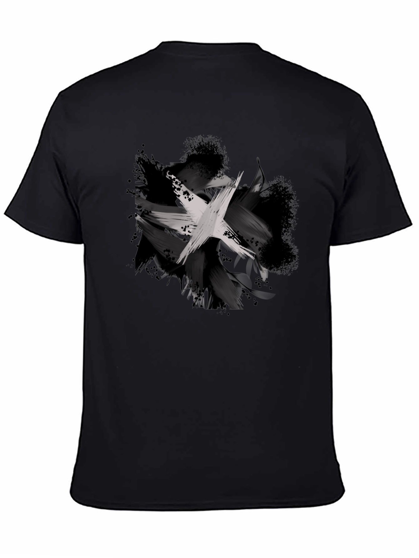 Abstract Brushstroke Graphic Black T-Shirt