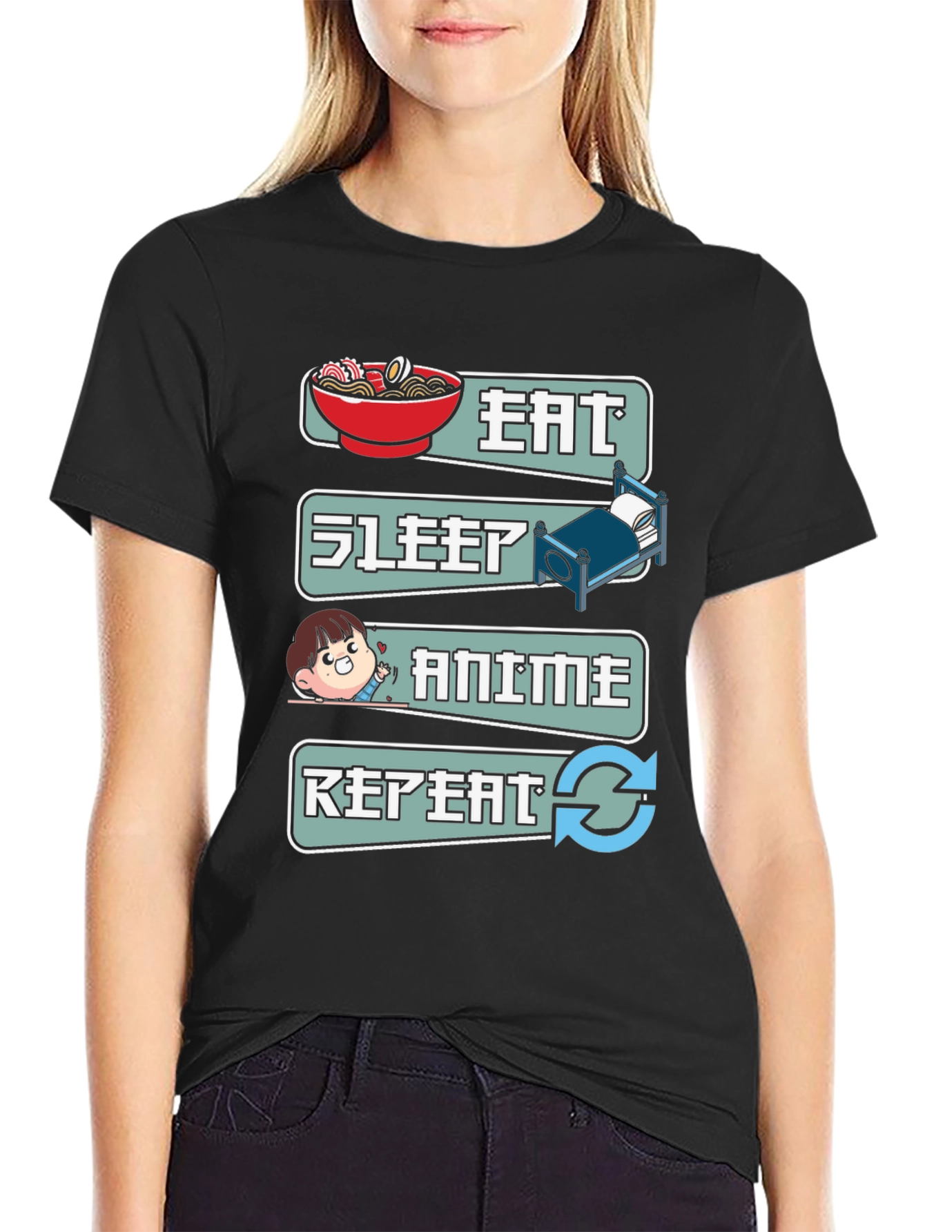 Eat Sleep Anime Repeat T-Shirt