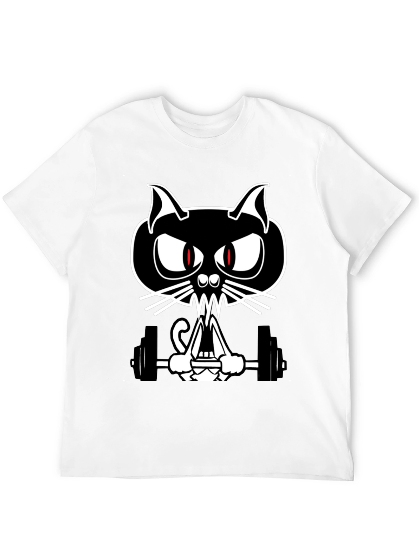 Weightlifting Cat Graphic Tee - Black