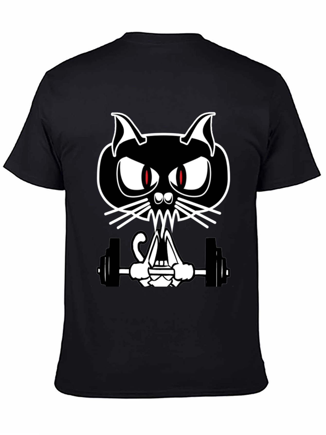 Weightlifting Cat Graphic Tee - Black