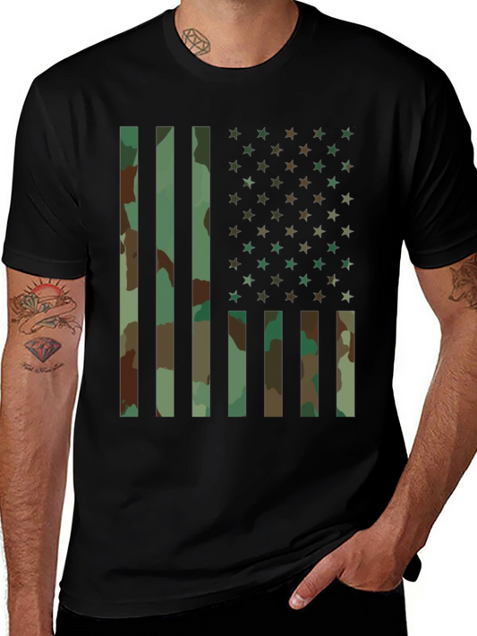 Camo American Flag Graphic T-Shirt