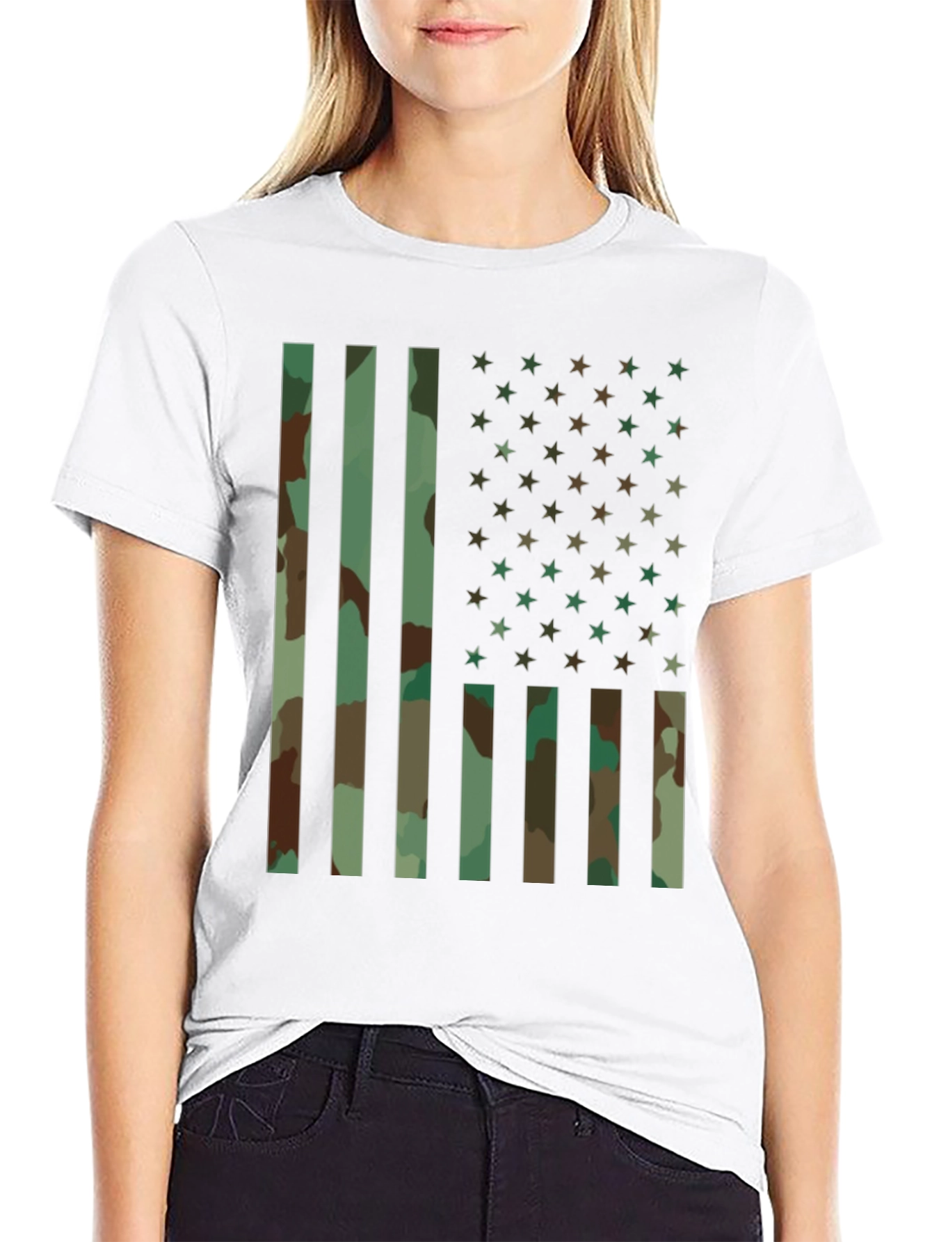 Camo American Flag Graphic T-Shirt