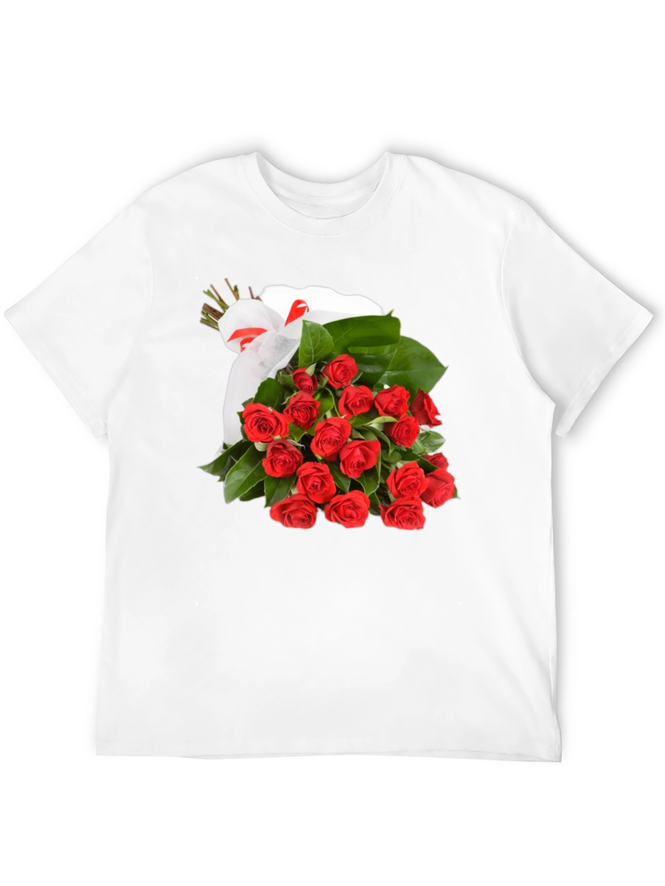 Roses Bouquet T-Shirt - Black Crew Neck Tee