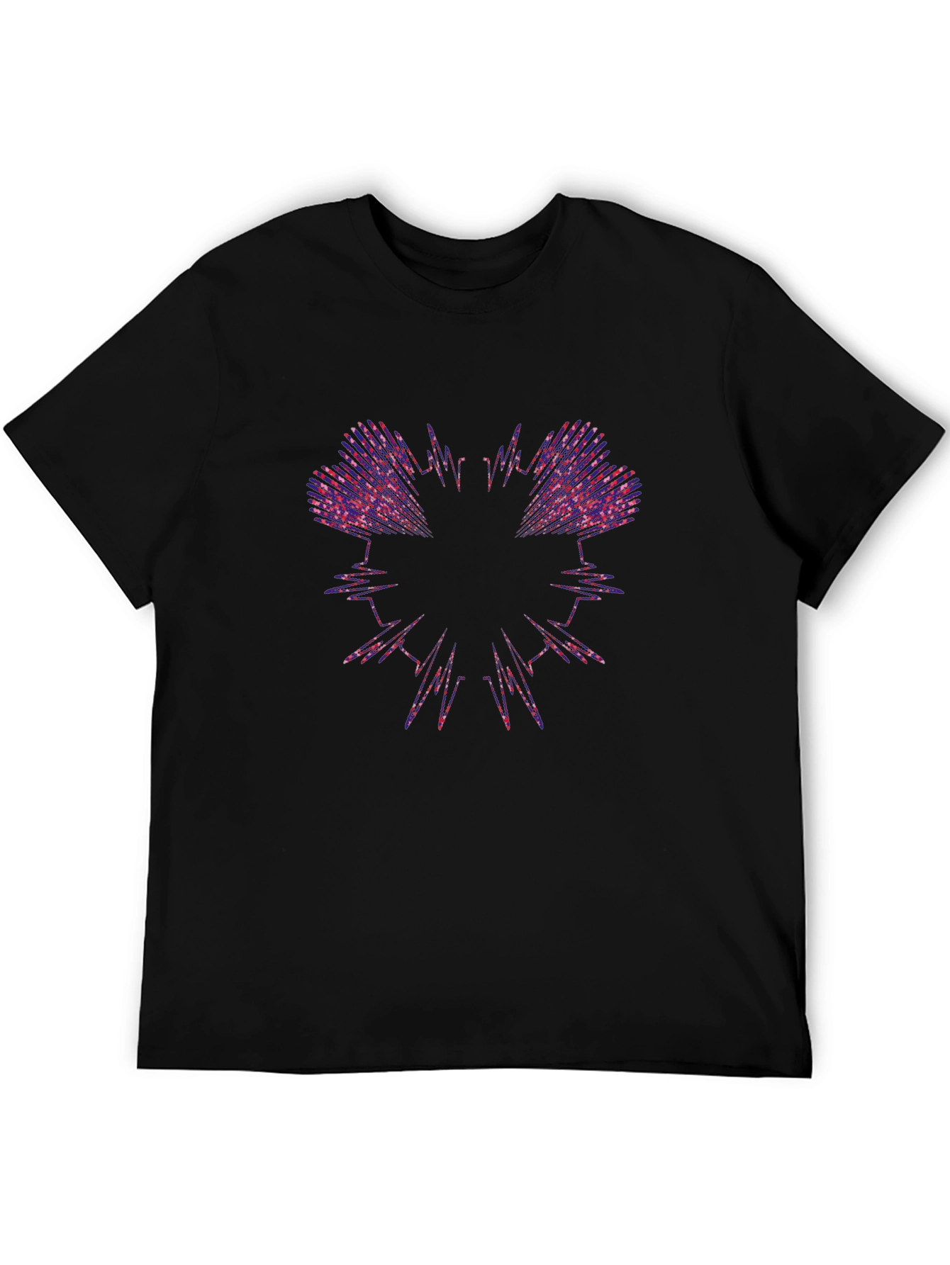 Abstract Heartbeat Graphic Tee - Black