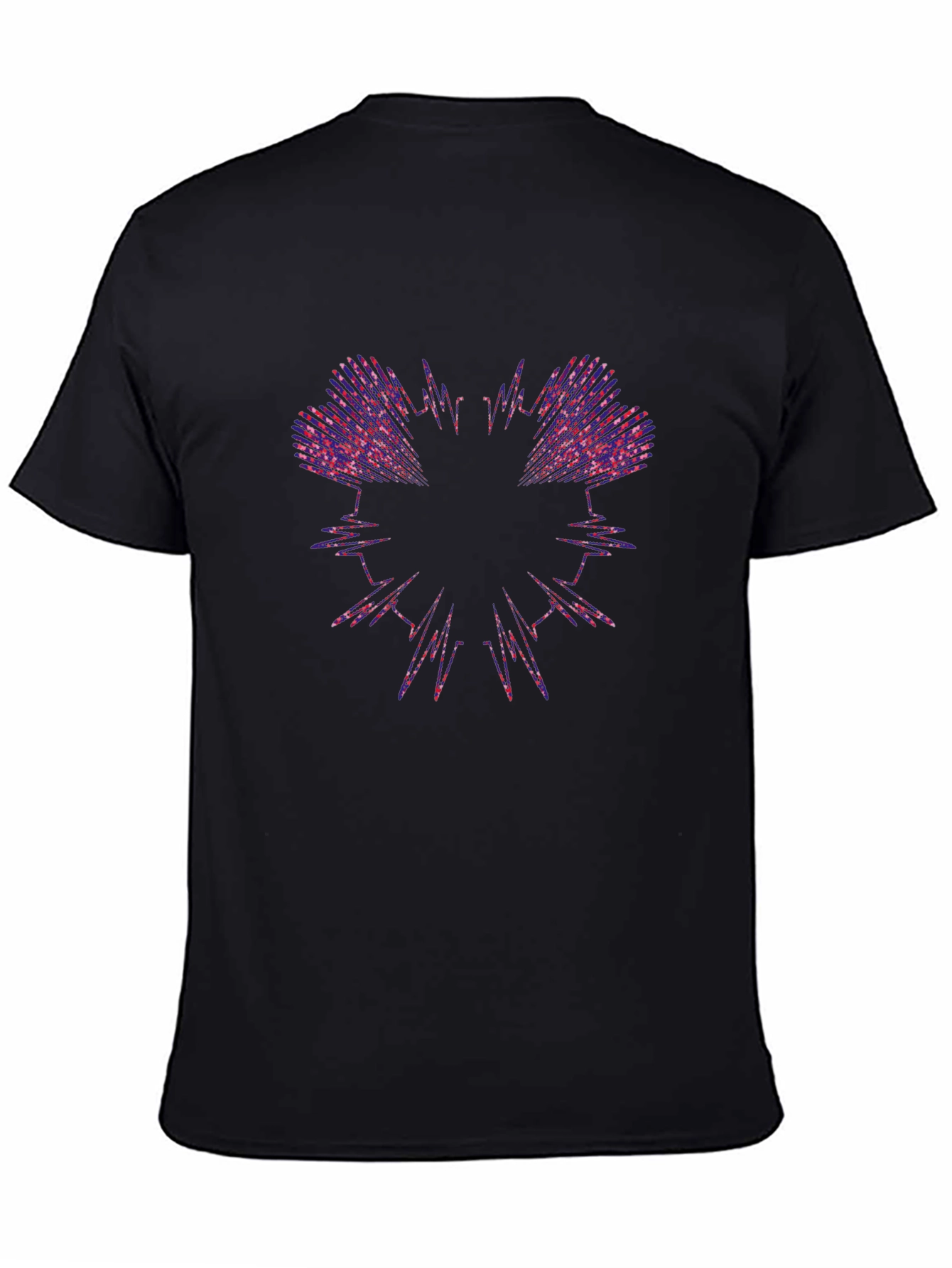 Abstract Heartbeat Graphic Tee - Black