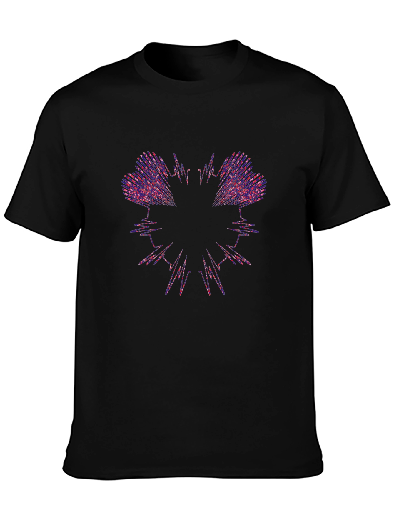 Abstract Heartbeat Graphic Tee - Black