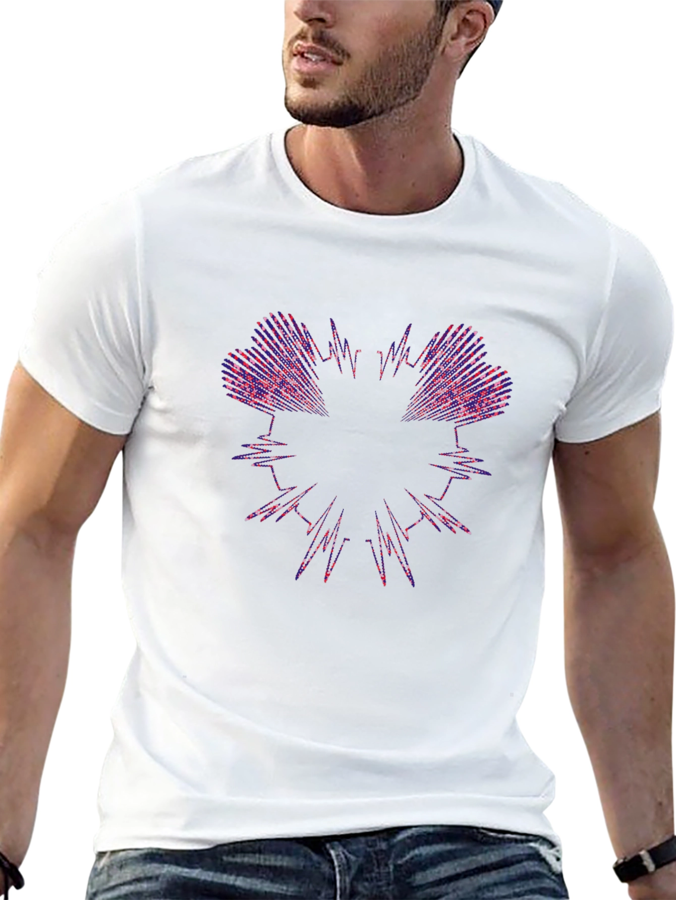 Abstract Heartbeat Graphic Tee - Black