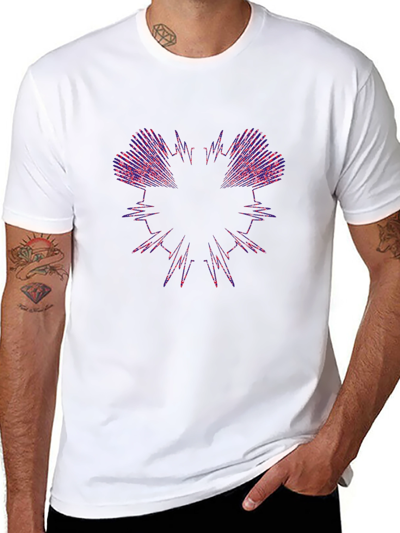 Abstract Heartbeat Graphic Tee - Black