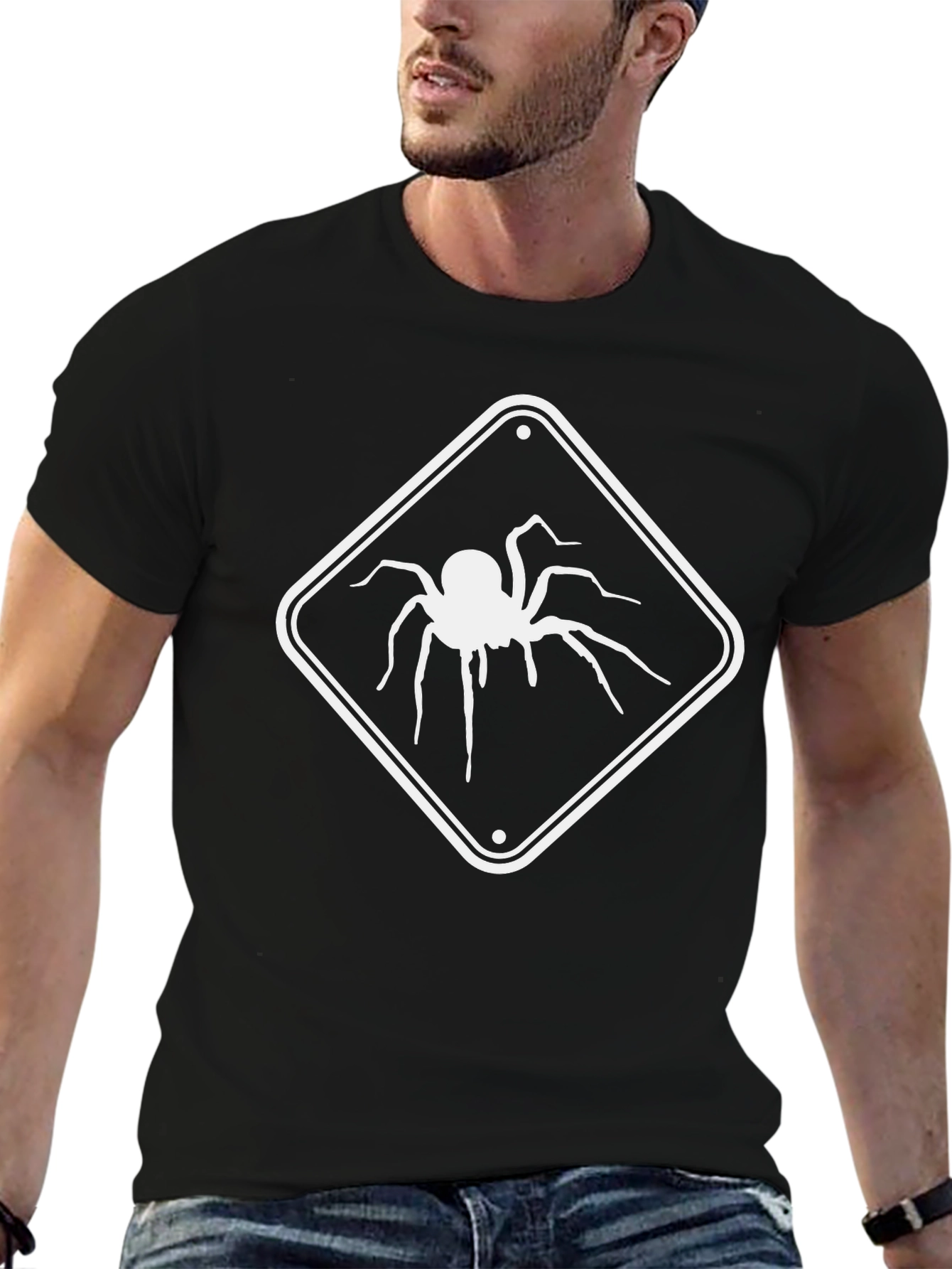 Spider Warning T-Shirt - Black Cotton Tee