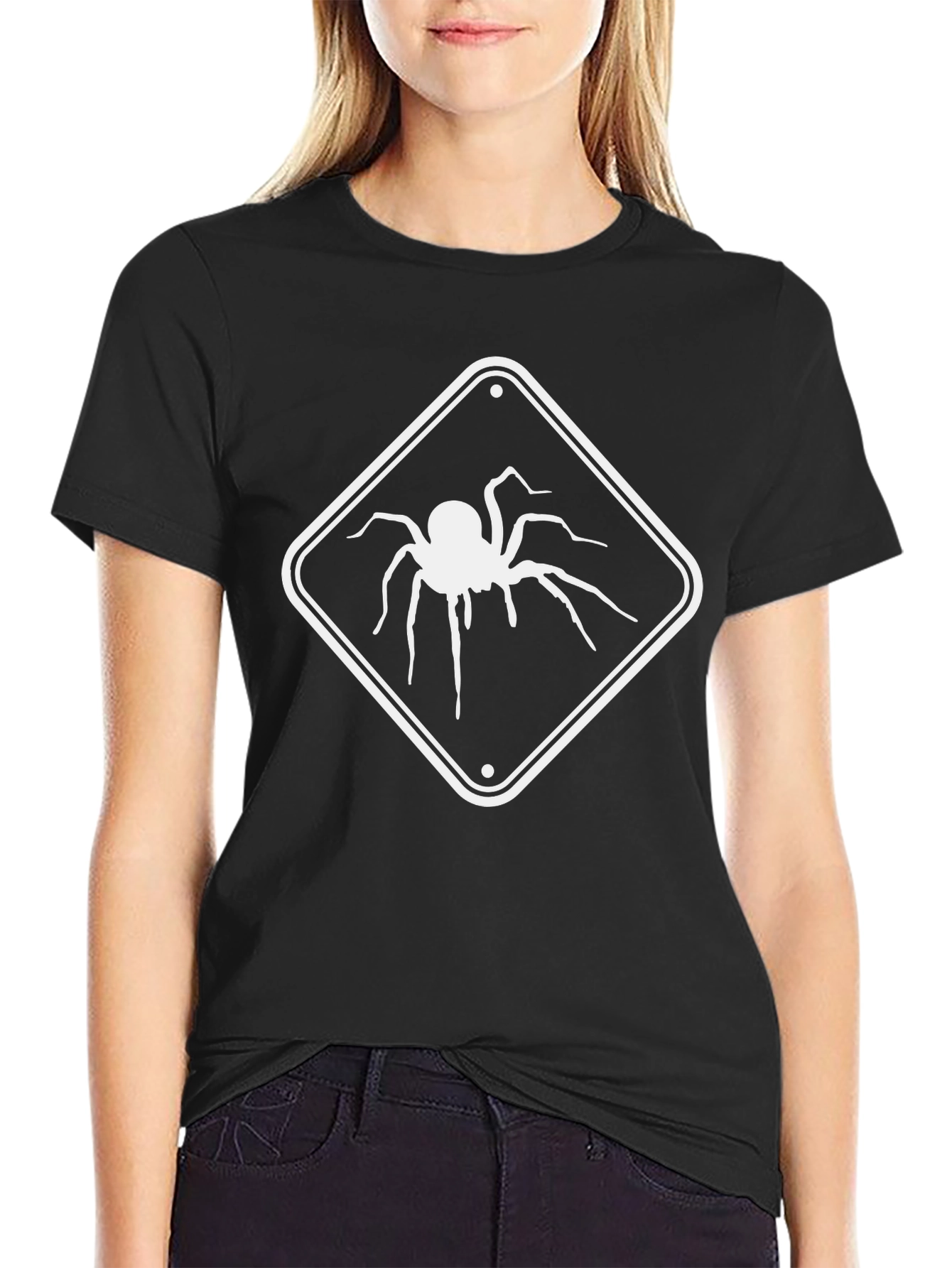 Spider Warning T-Shirt - Black Cotton Tee