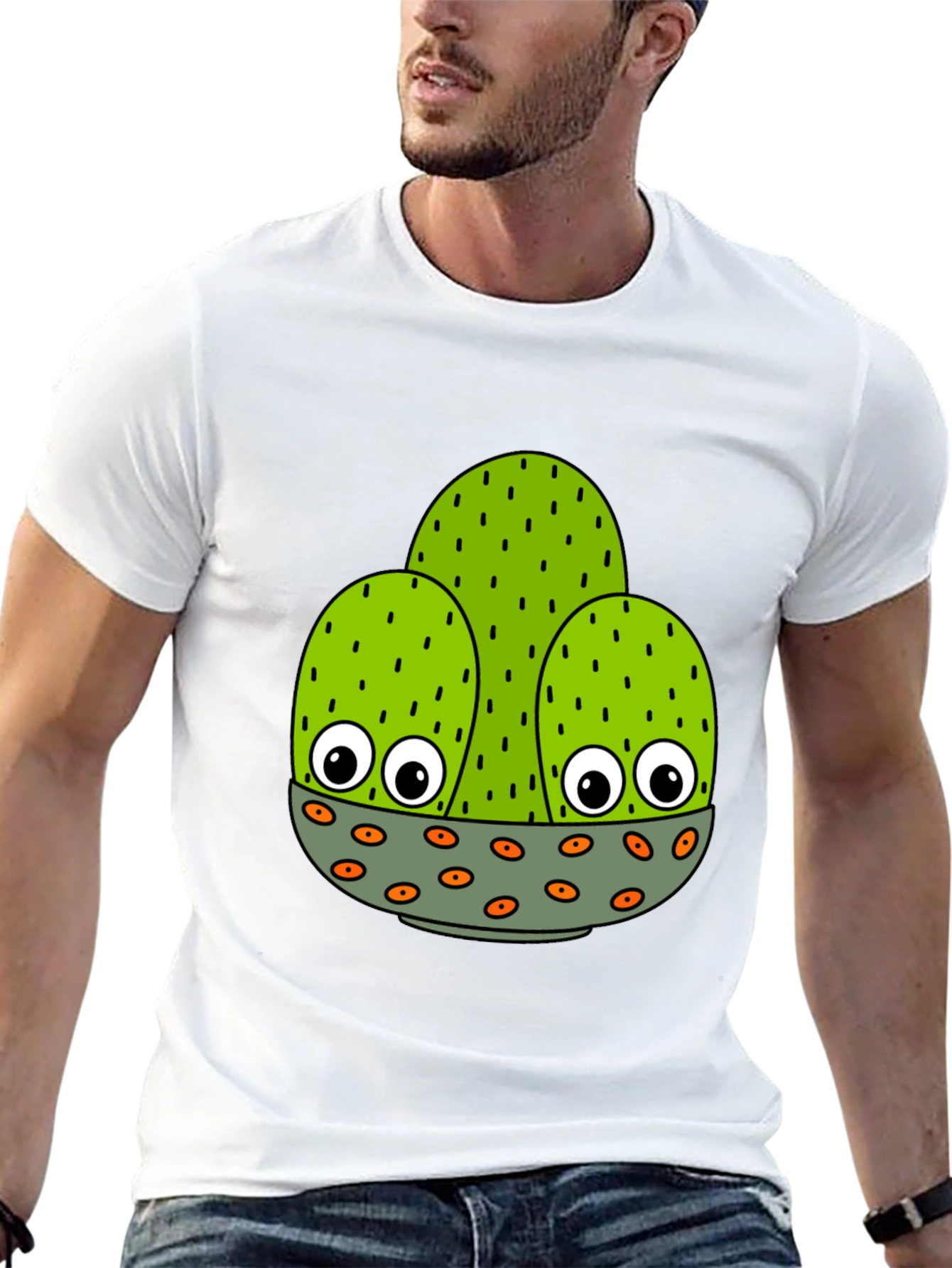 Funny Cactus Graphic Tee - Black Cotton Shirt