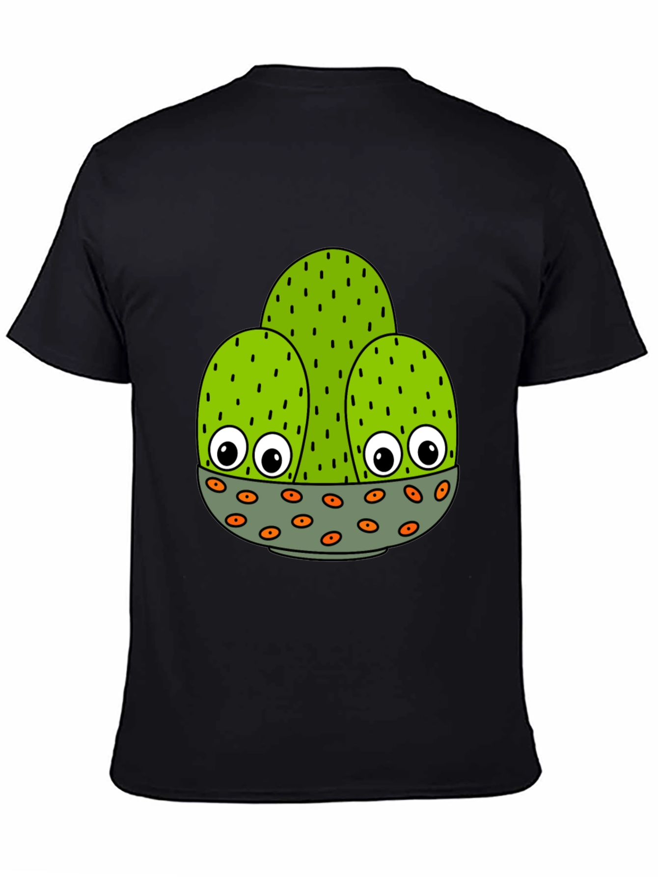 Funny Cactus Graphic Tee - Black Cotton Shirt