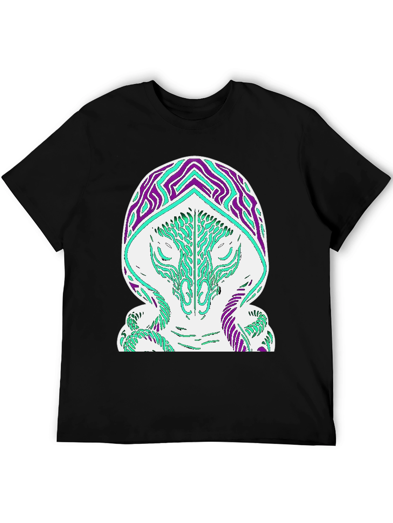 Abstract Serpent Graphic T-Shirt - Black