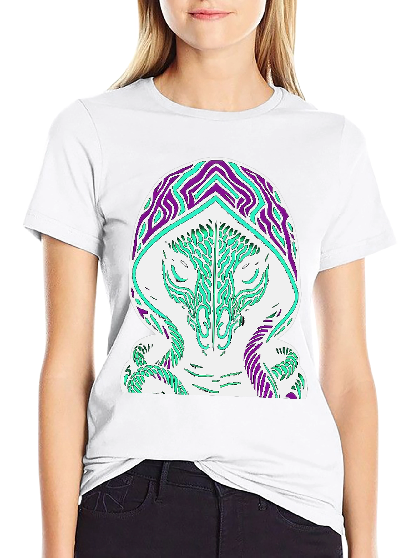Abstract Serpent Graphic T-Shirt - Black