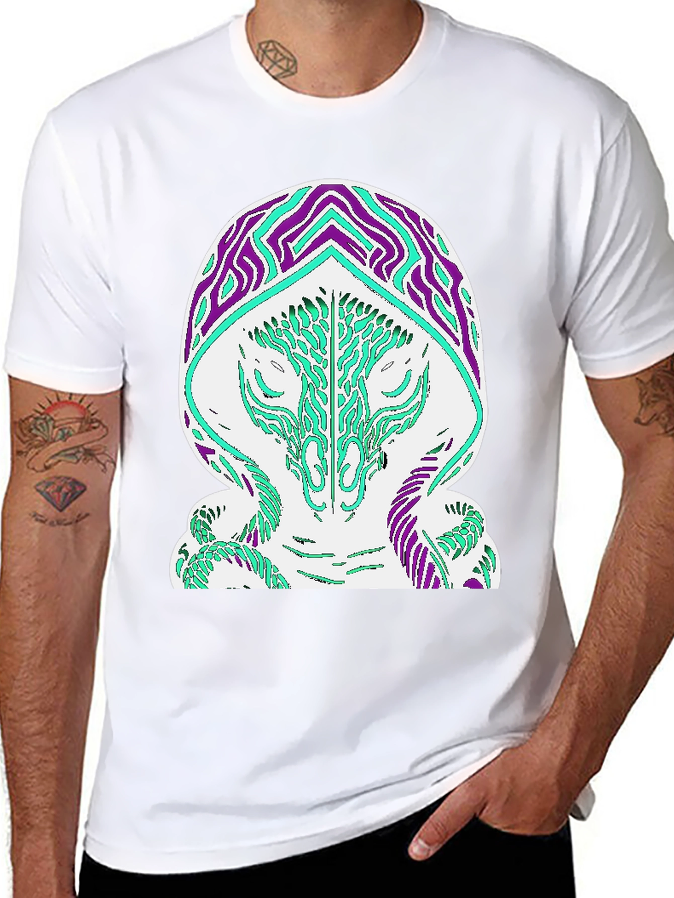 Abstract Serpent Graphic T-Shirt - Black