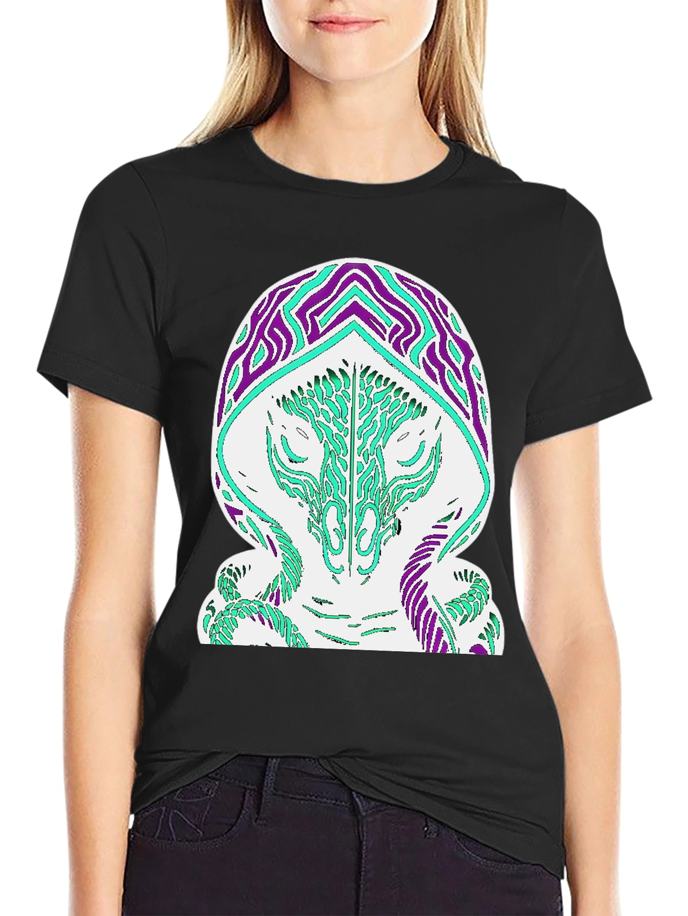 Abstract Serpent Graphic T-Shirt - Black
