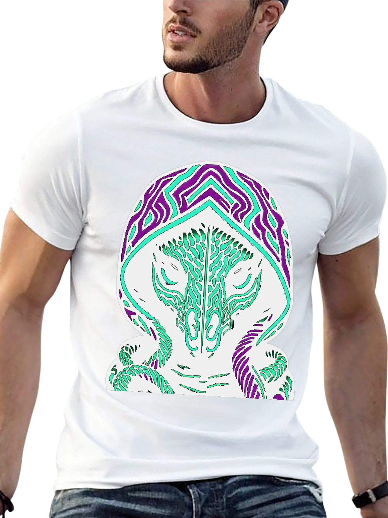 Abstract Serpent Graphic T-Shirt - Black