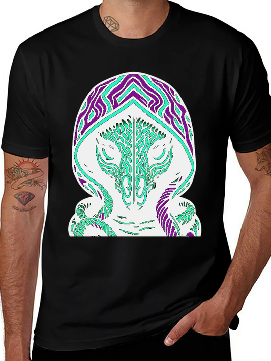 Abstract Serpent Graphic T-Shirt - Black