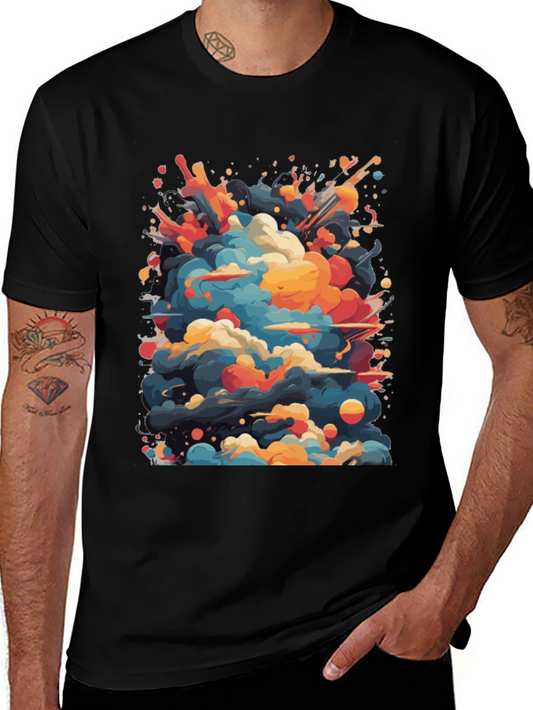 Abstract Cloud Burst Graphic Tee - Black
