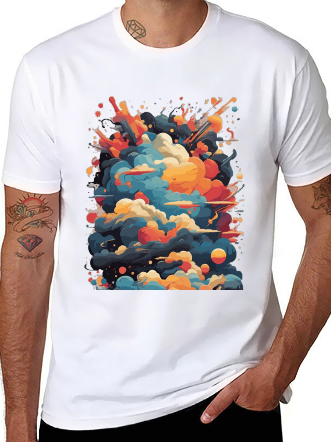 Abstract Cloud Burst Graphic Tee - Black