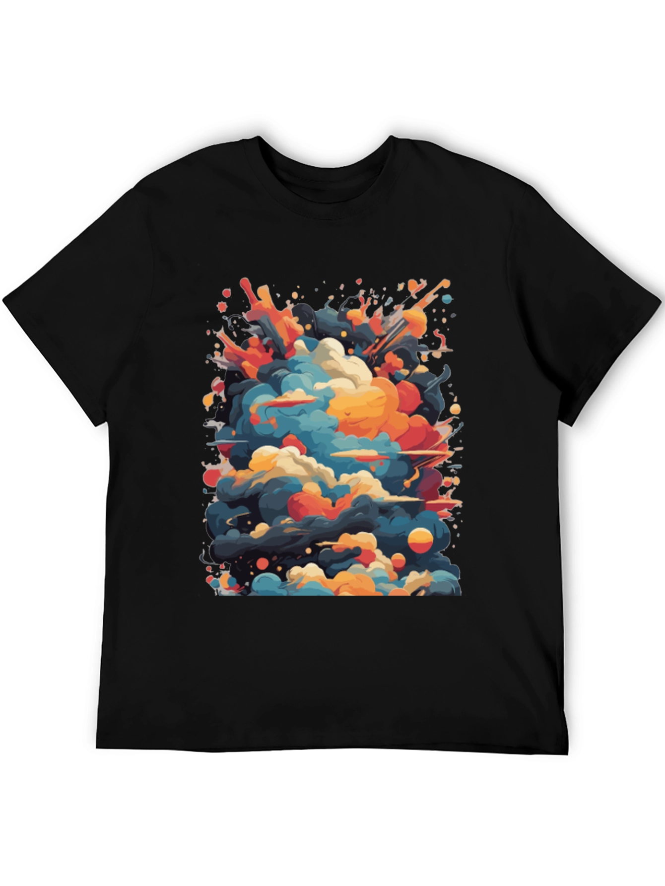 Abstract Cloud Burst Graphic Tee - Black