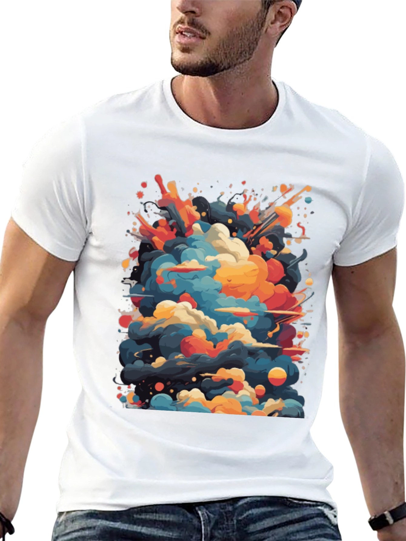 Abstract Cloud Burst Graphic Tee - Black