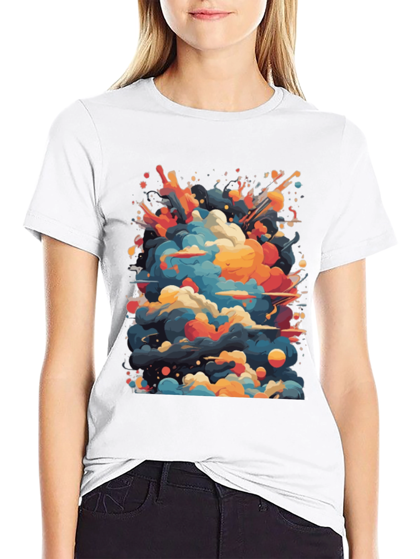 Abstract Cloud Burst Graphic Tee - Black