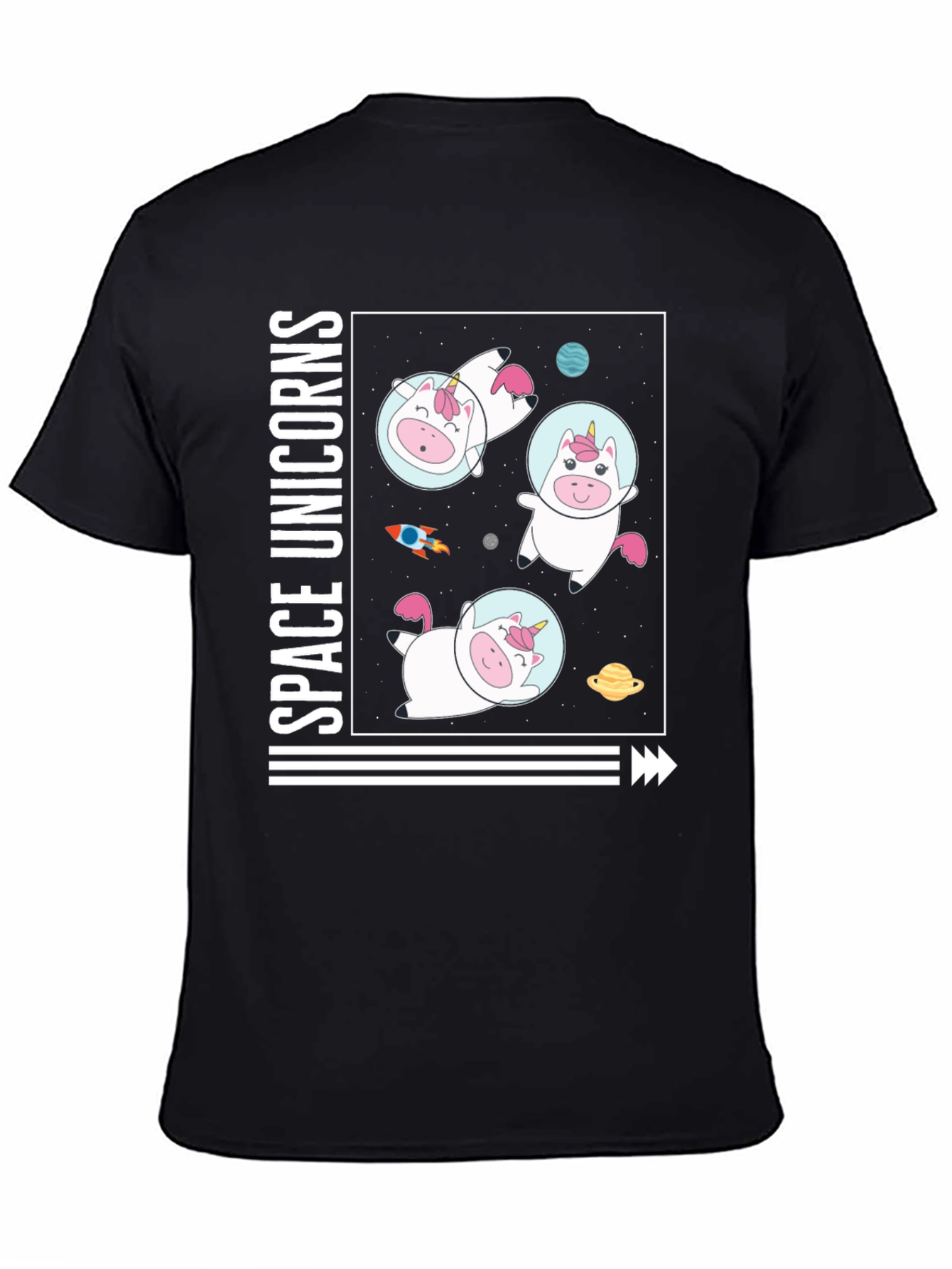 Space Unicorns Black T-Shirt
