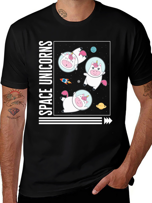 Space Unicorns Black T-Shirt