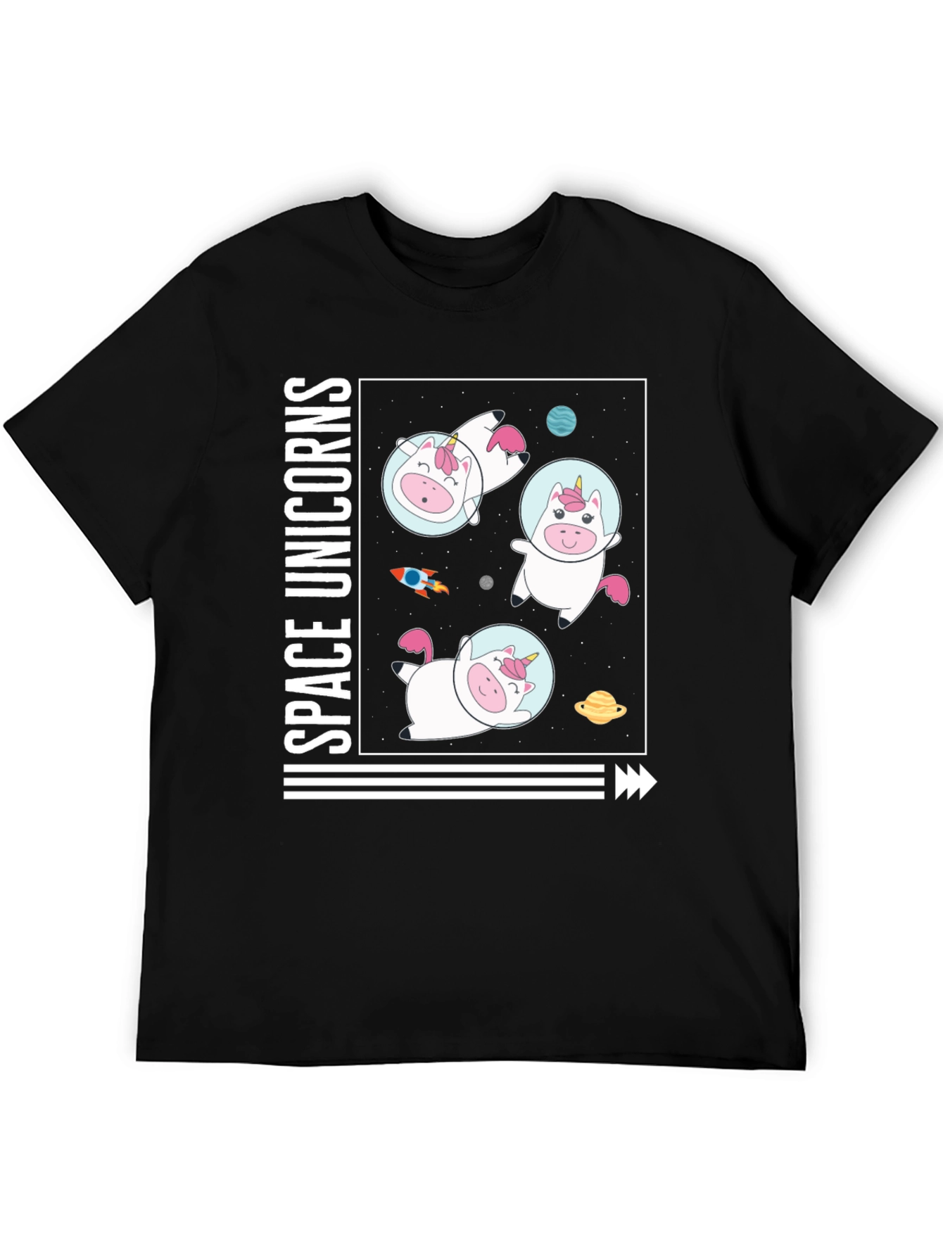 Space Unicorns Black T-Shirt