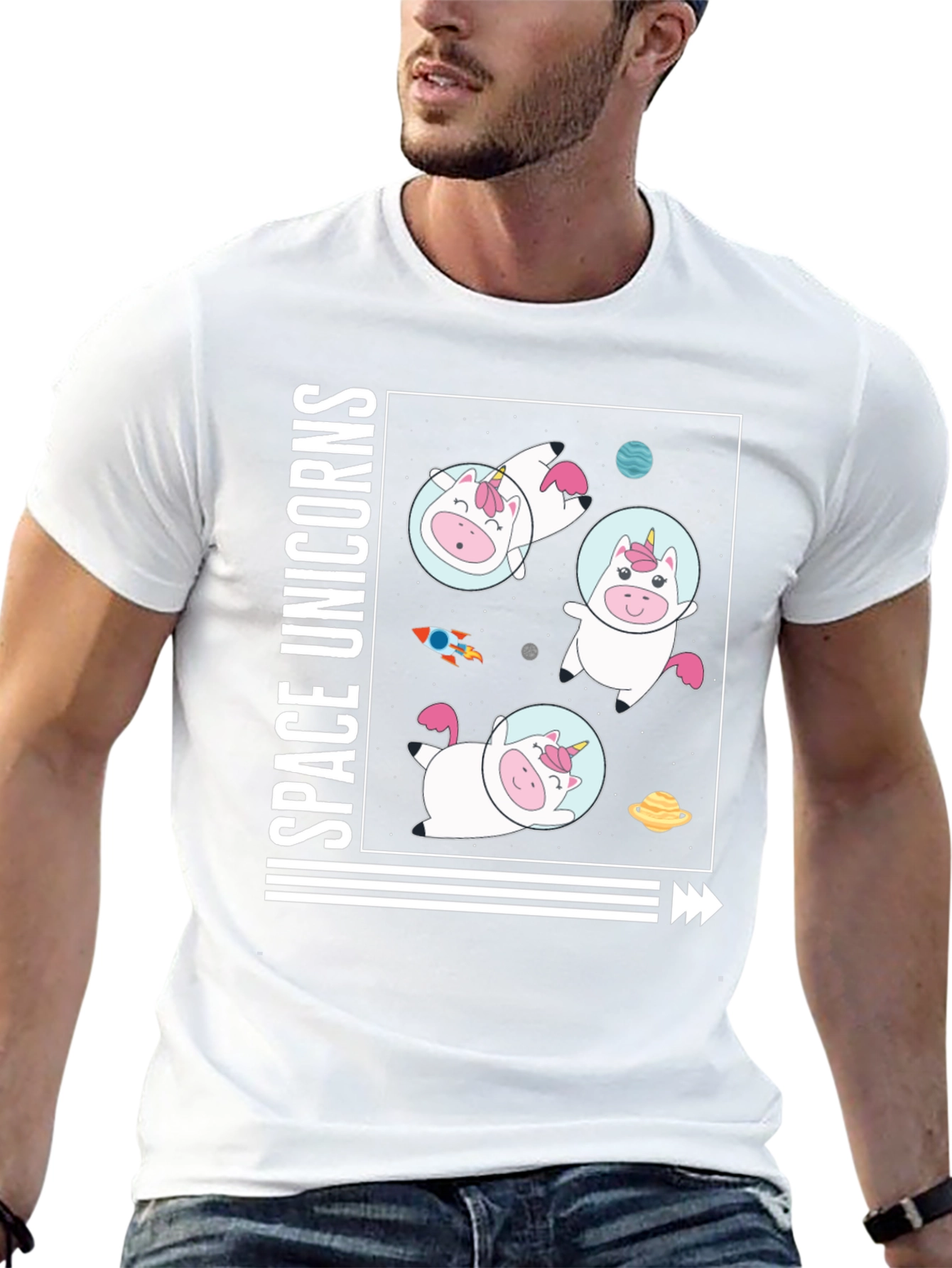Space Unicorns Black T-Shirt