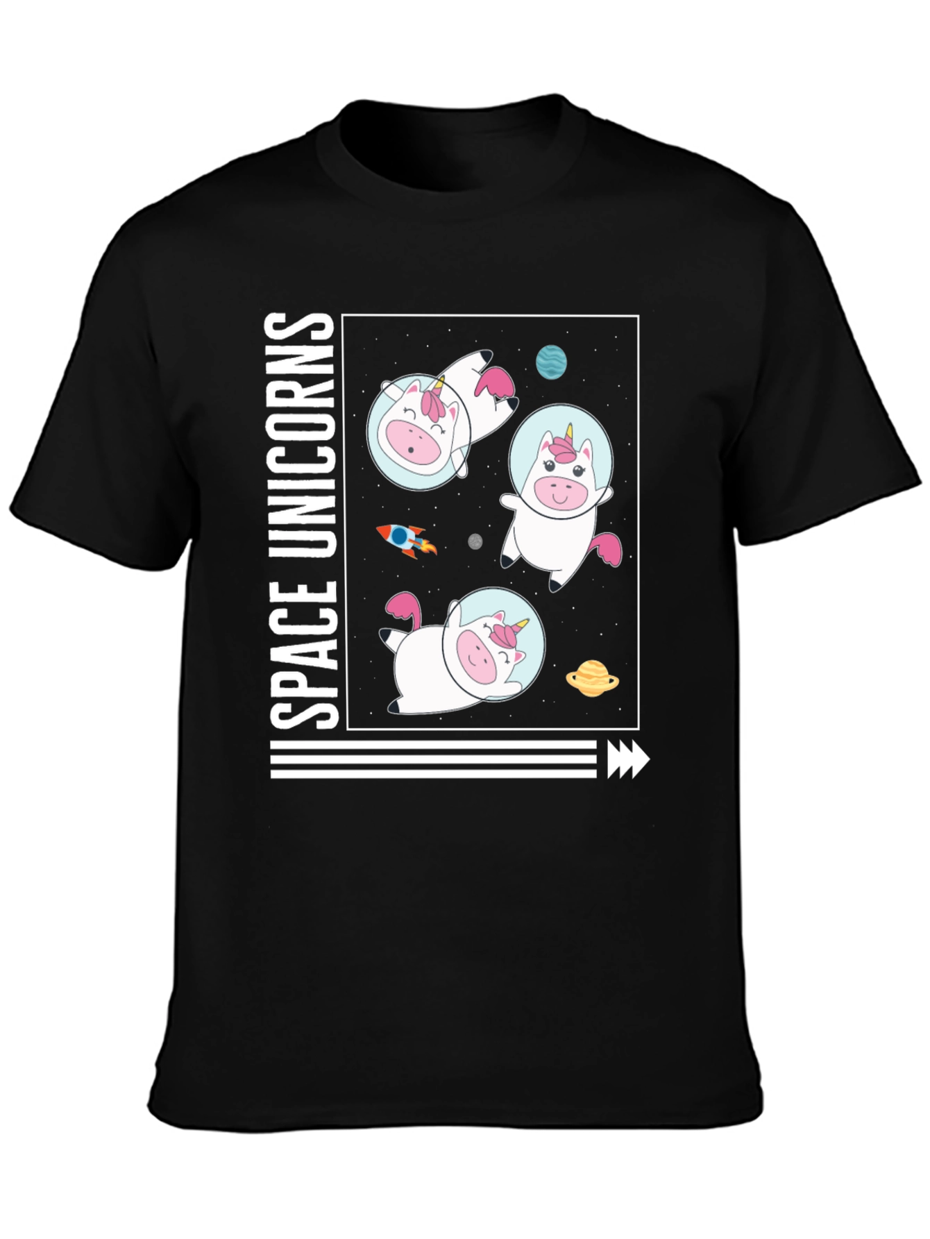 Space Unicorns Black T-Shirt