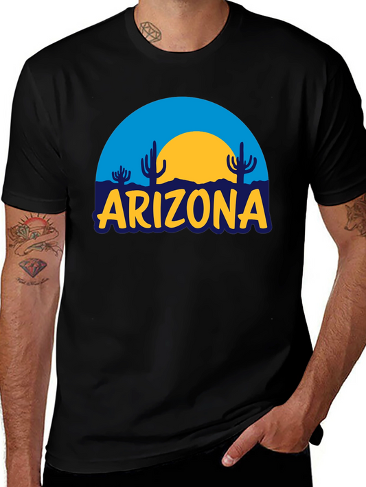Arizona Desert Graphic Tee - Black Cotton T-Shirt
