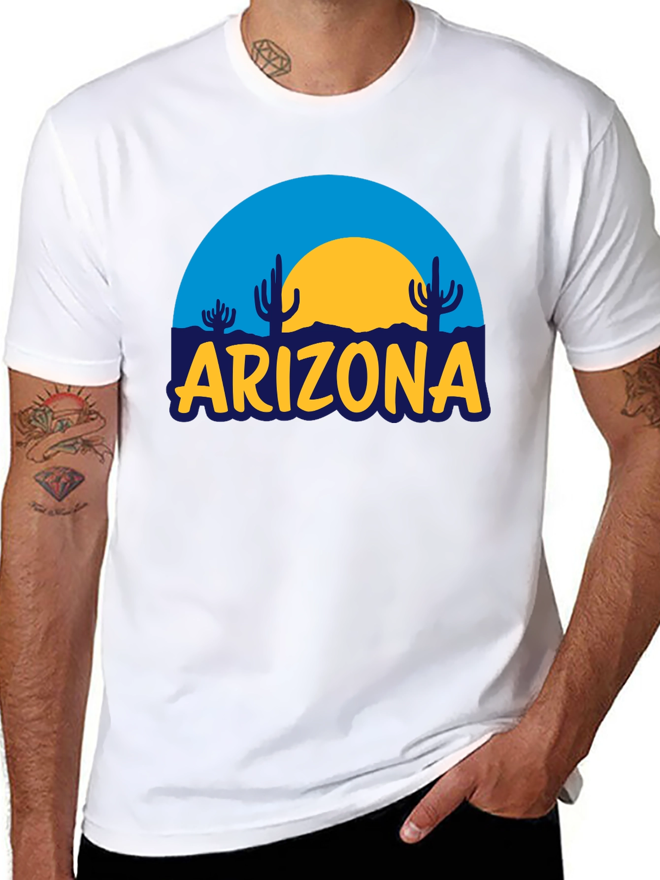 Arizona Desert Graphic Tee - Black Cotton T-Shirt