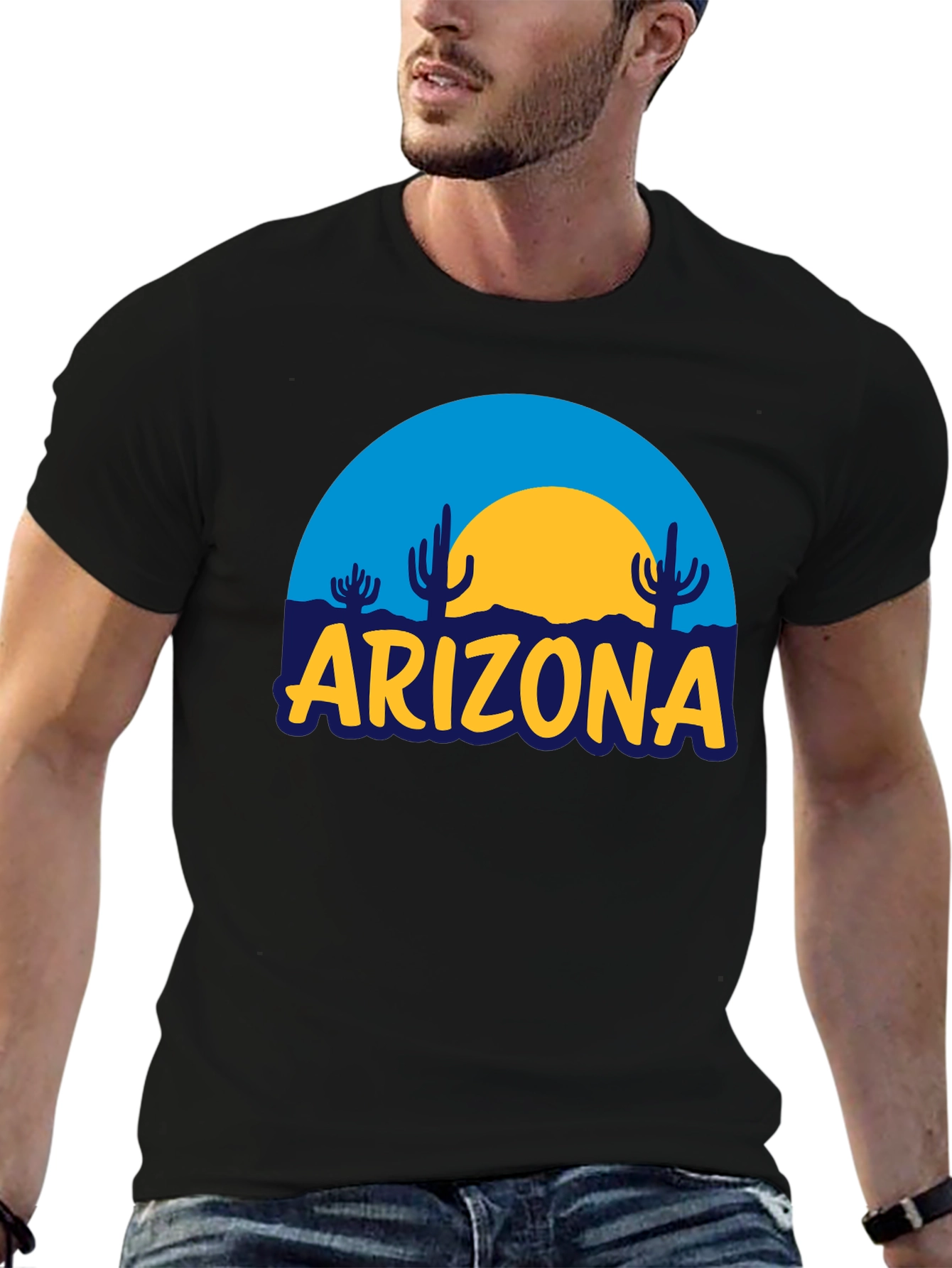 Arizona Desert Graphic Tee - Black Cotton T-Shirt