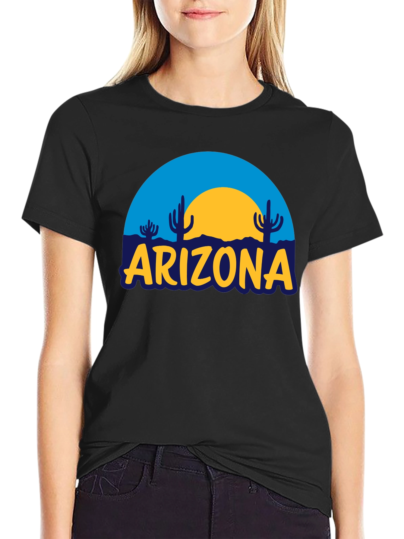 Arizona Desert Graphic Tee - Black Cotton T-Shirt