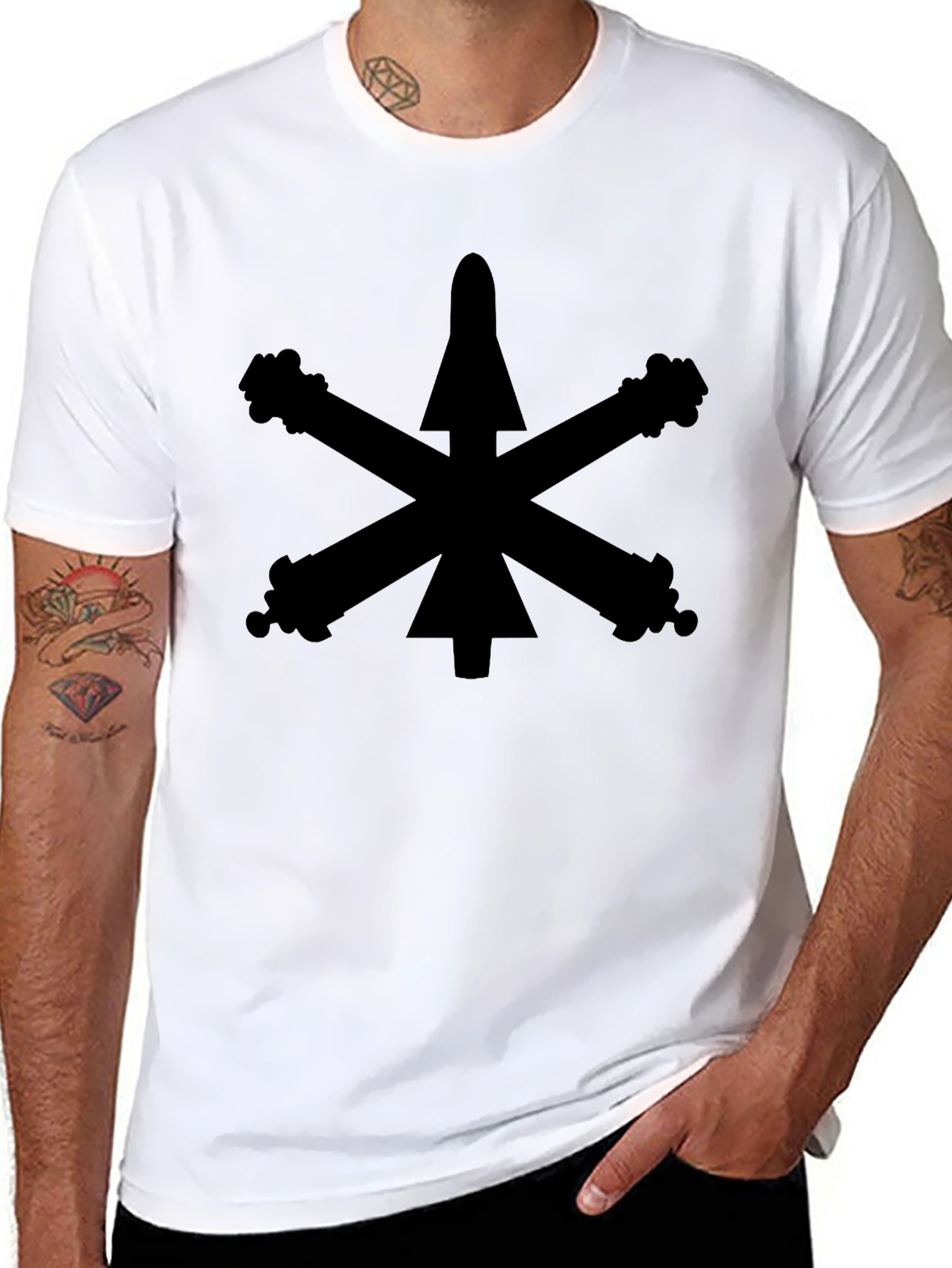 Black T-Shirt with Cannon Design