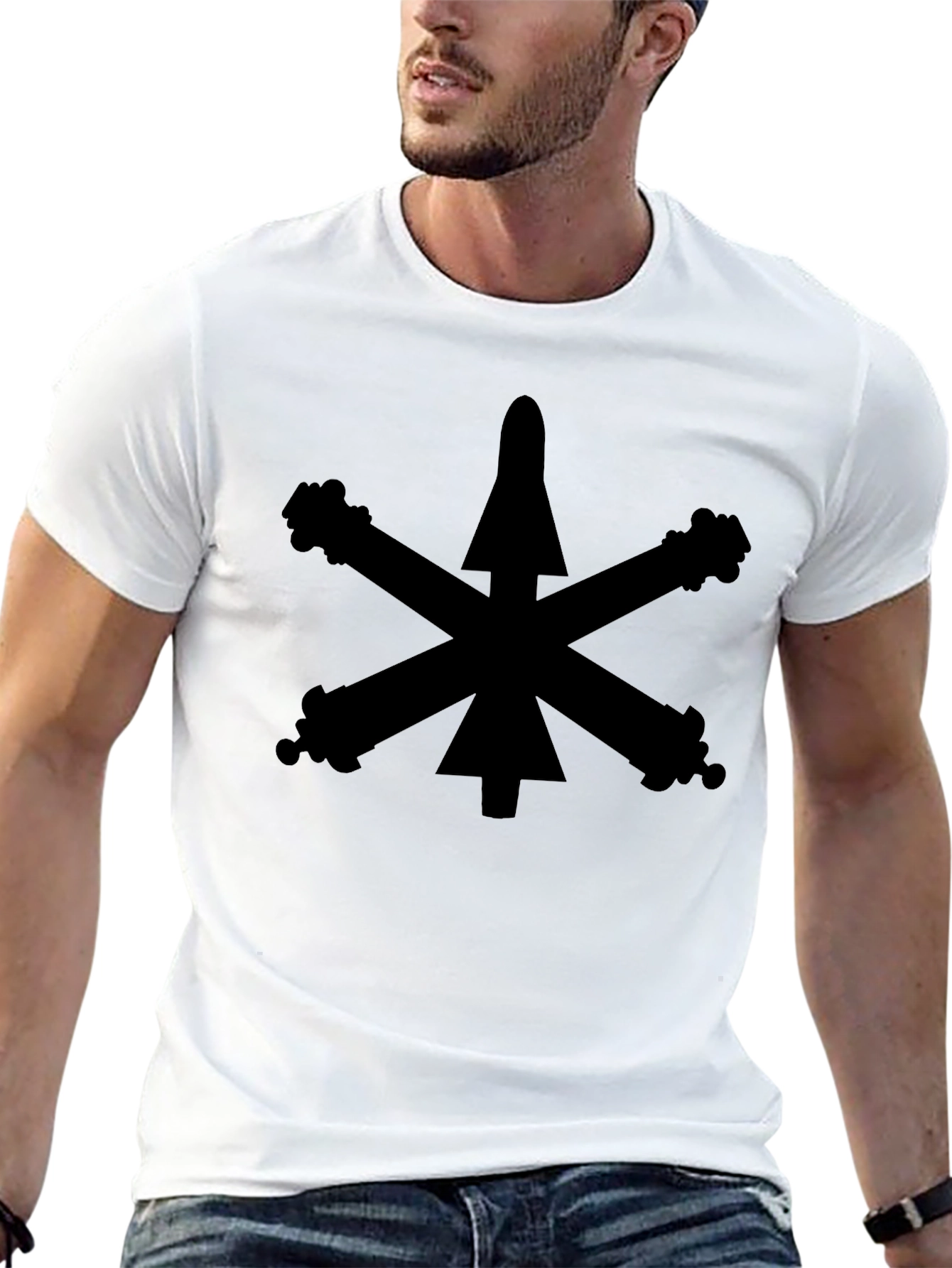 Black T-Shirt with Cannon Design