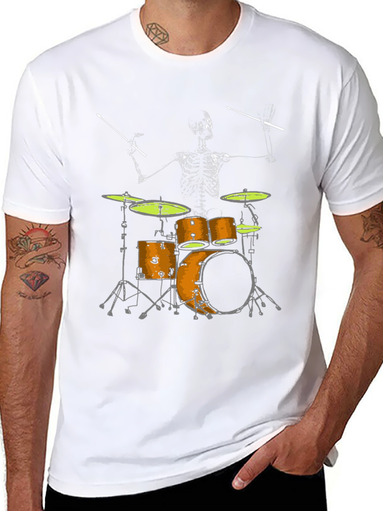 Skeleton Drummer Graphic T-Shirt - Rock On!
