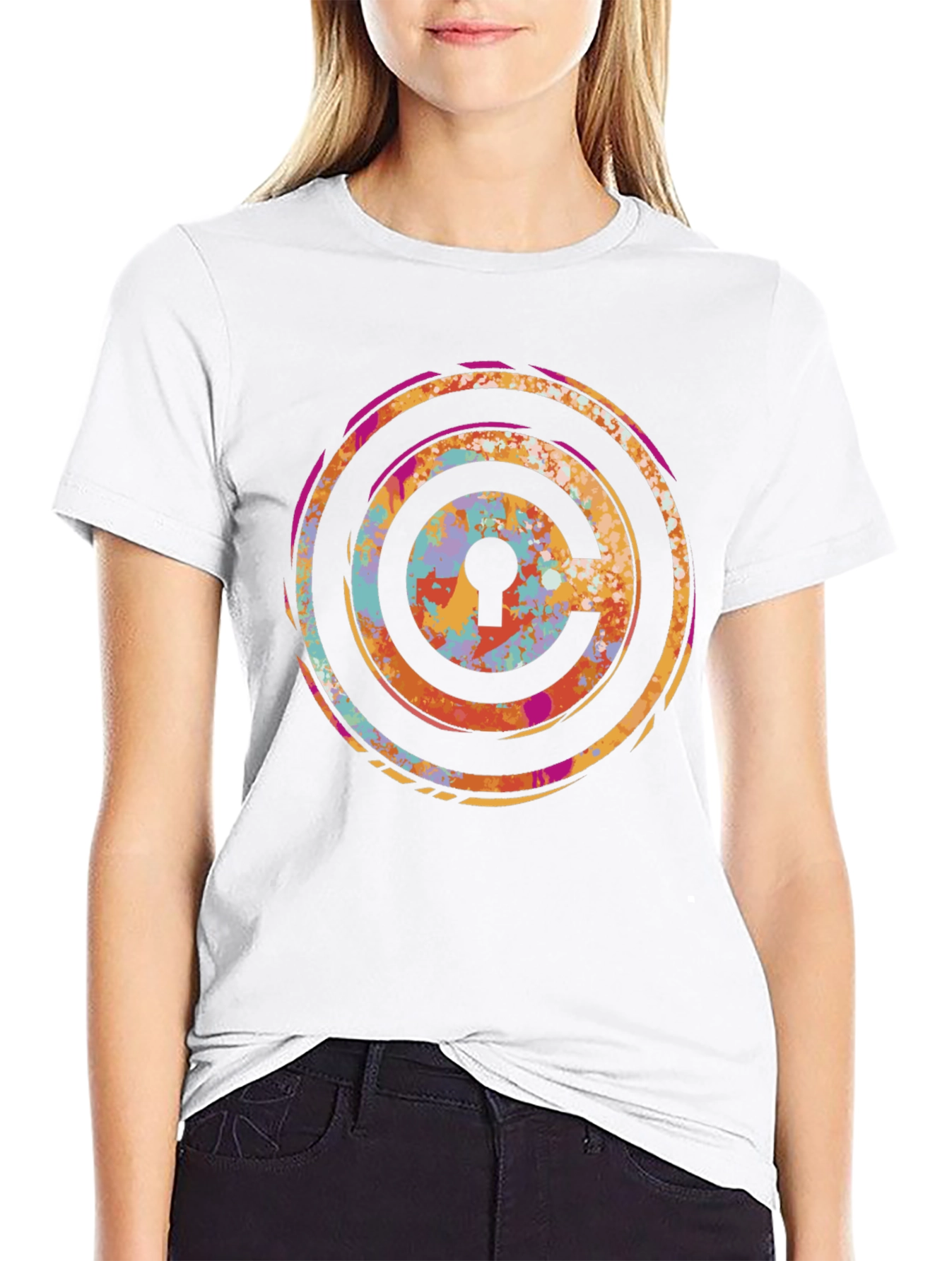 Abstract Keyhole T-Shirt