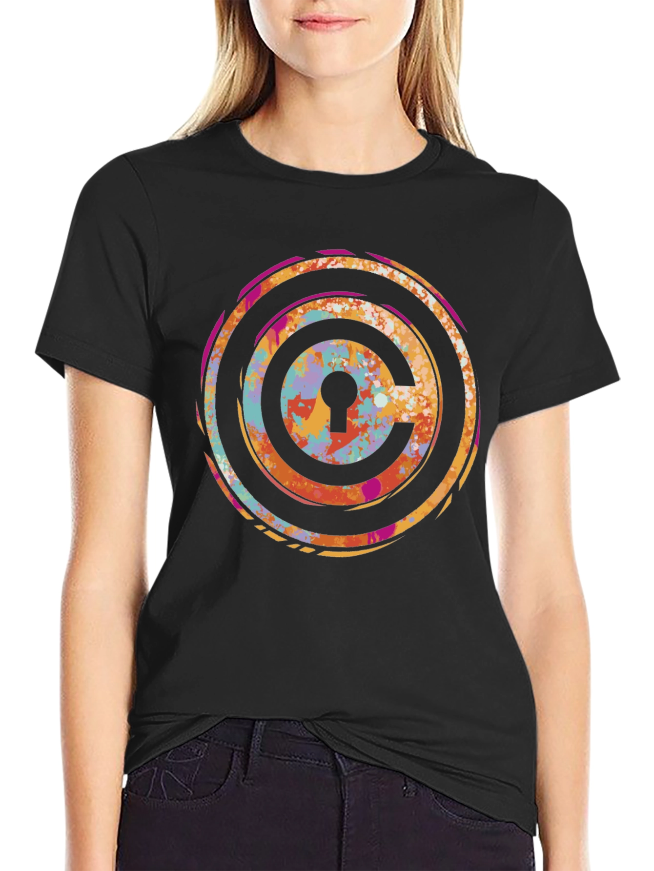 Abstract Keyhole T-Shirt