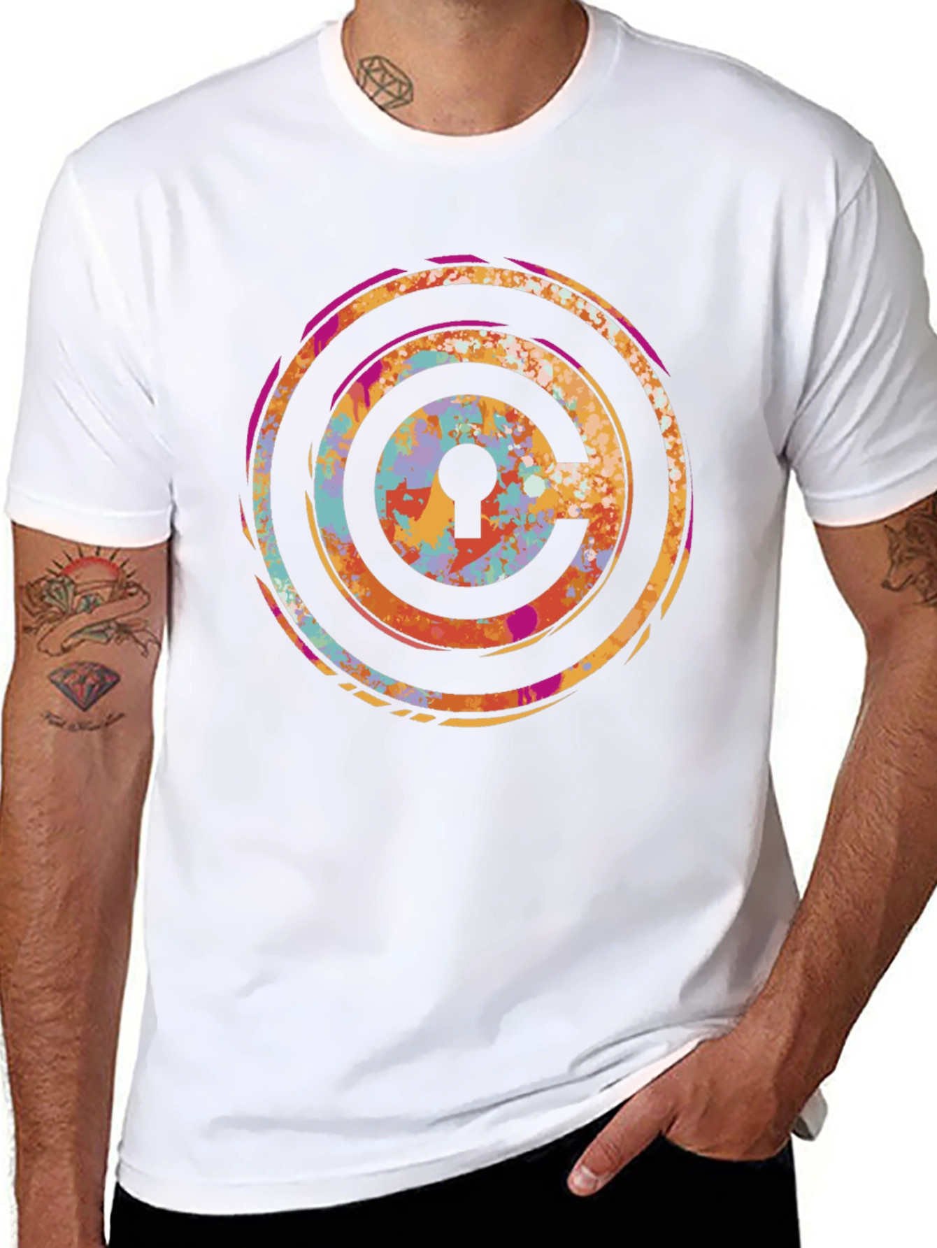 Abstract Keyhole T-Shirt