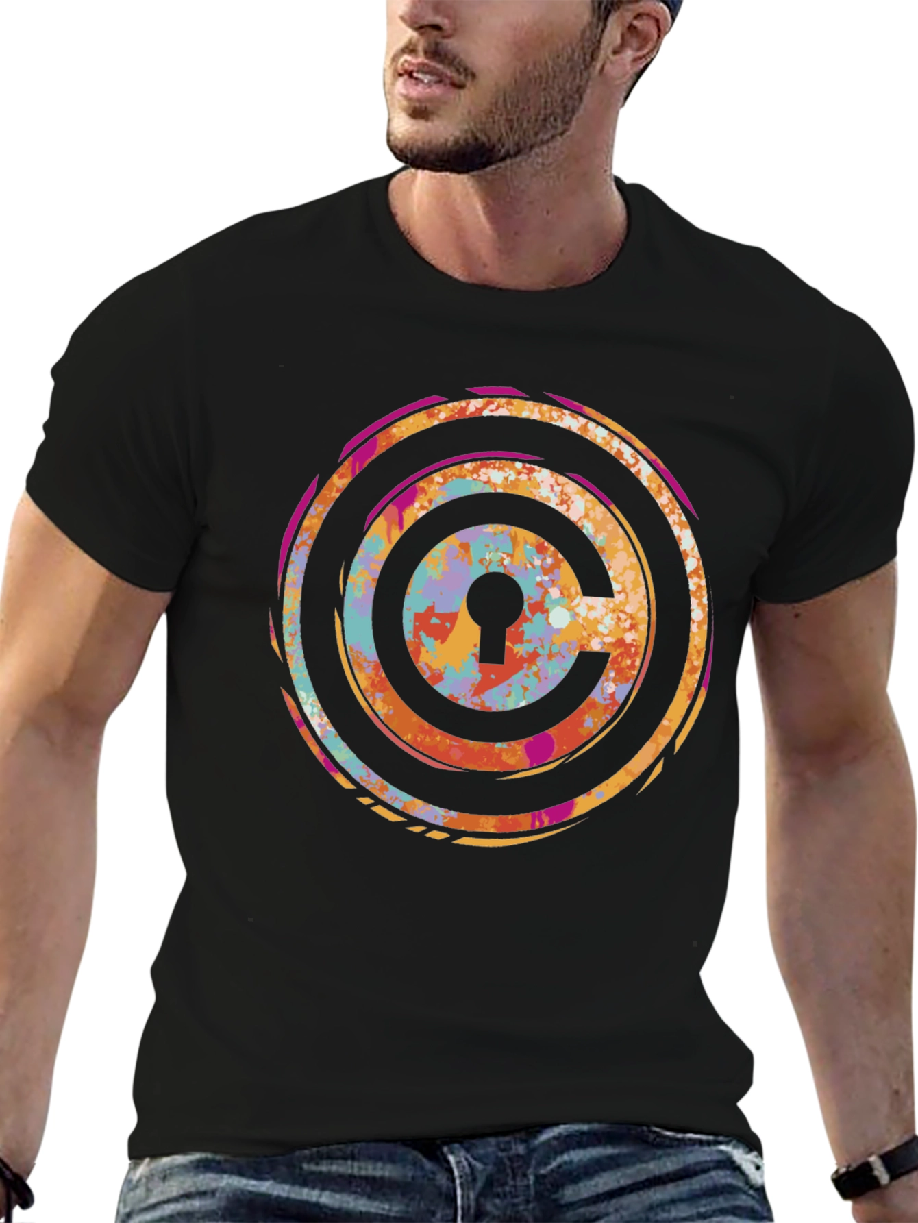 Abstract Keyhole T-Shirt