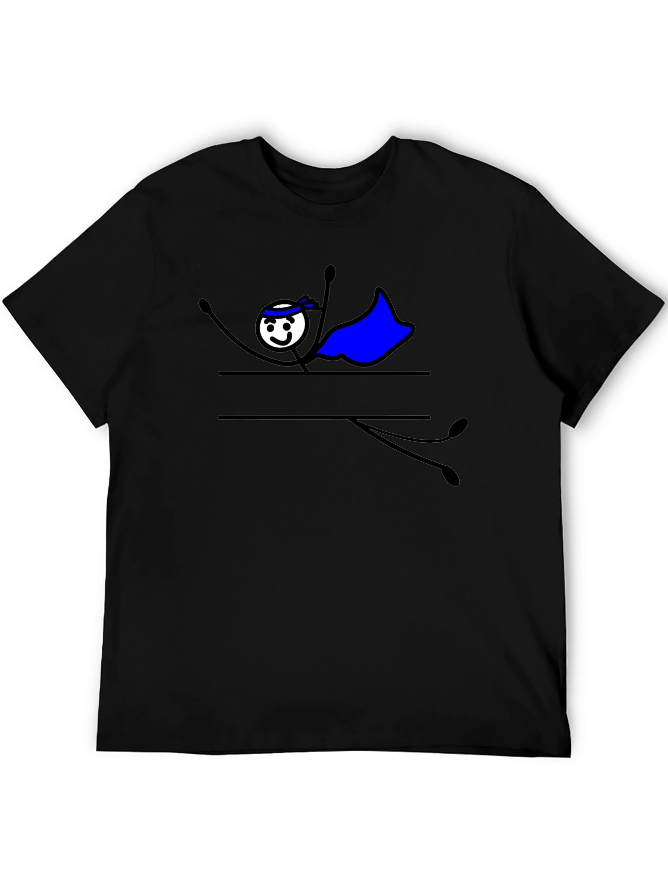 Superhero Stick Figure Graphic Tee - Black
