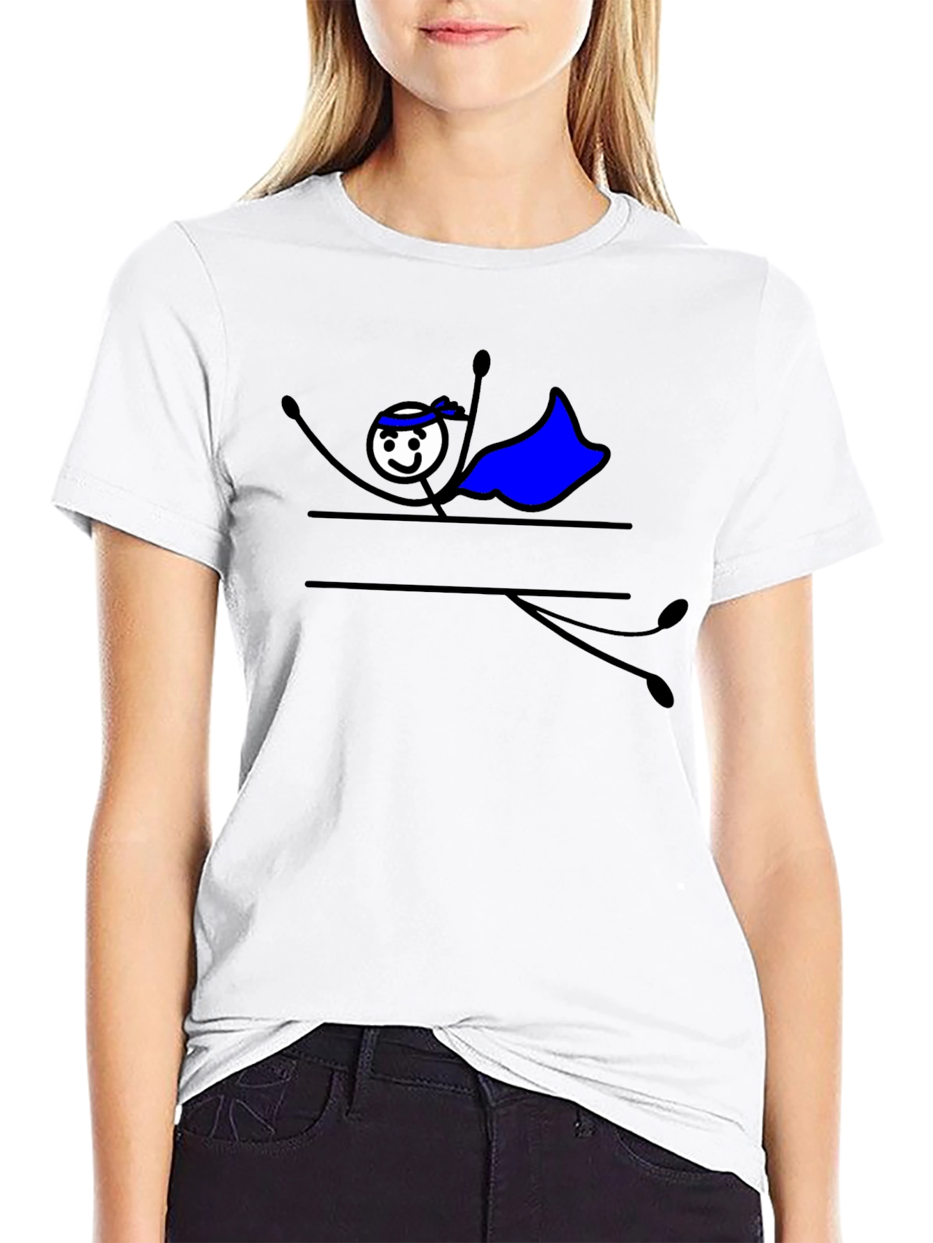 Superhero Stick Figure Graphic Tee - Black