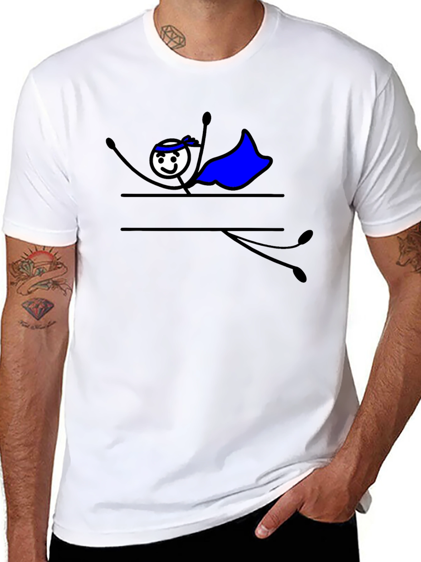 Superhero Stick Figure Graphic Tee - Black