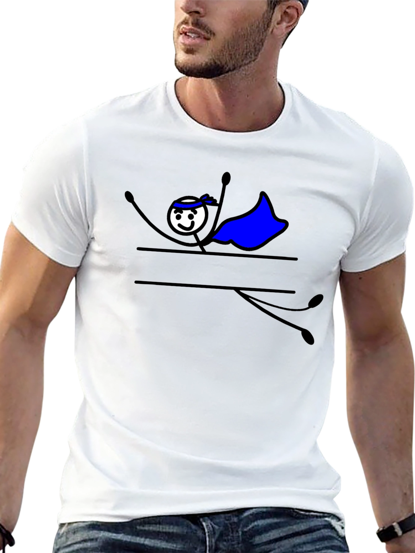 Superhero Stick Figure Graphic Tee - Black