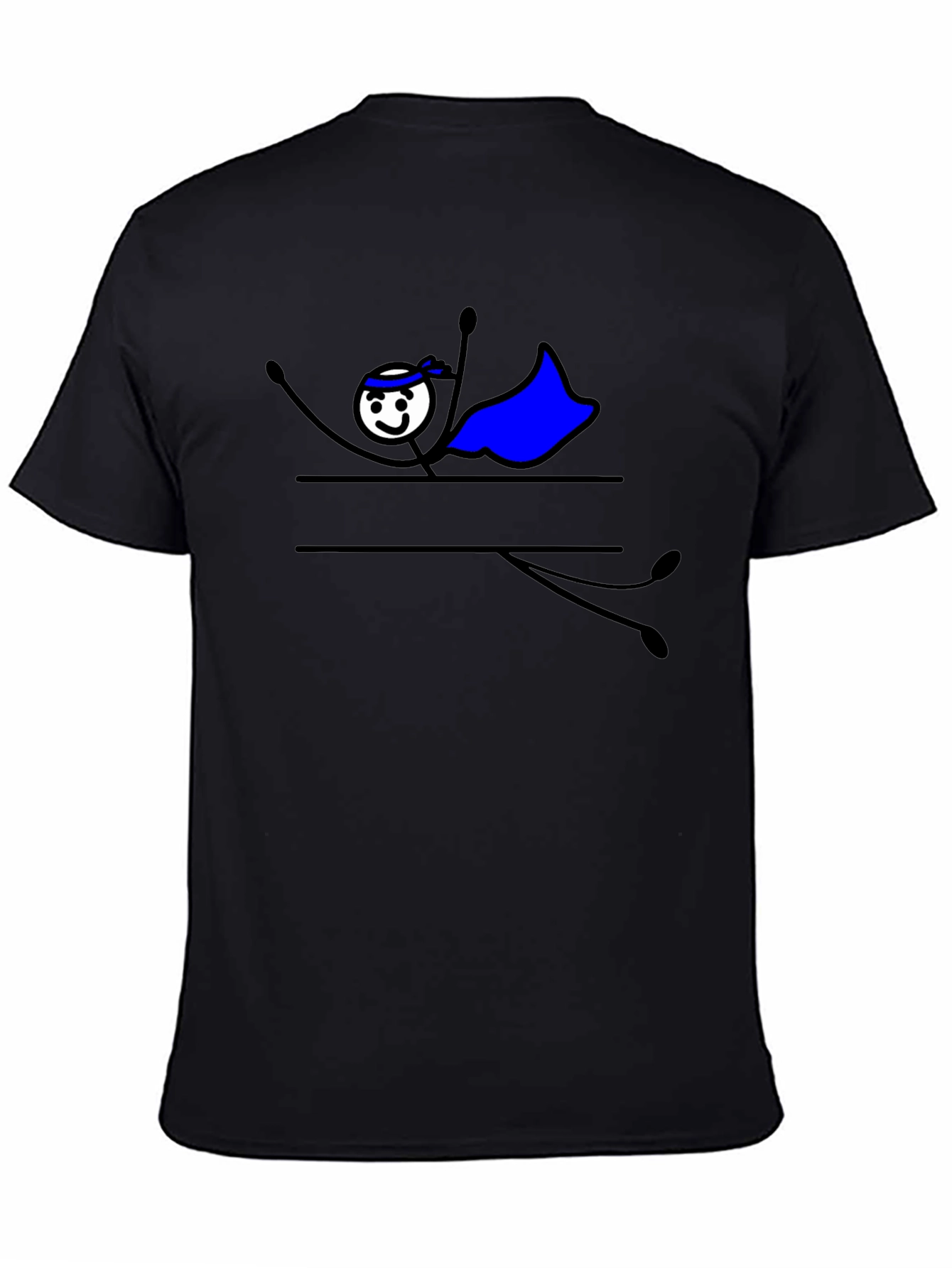 Superhero Stick Figure Graphic Tee - Black