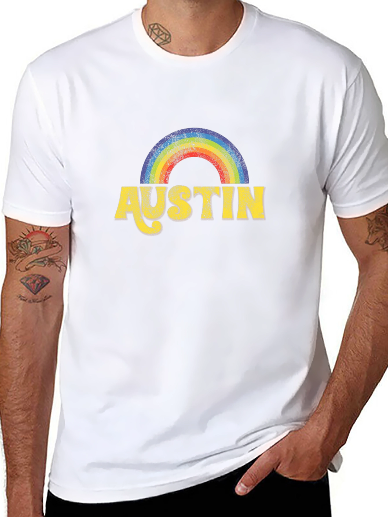 Austin Rainbow Graphic Tee - Classic Comfort